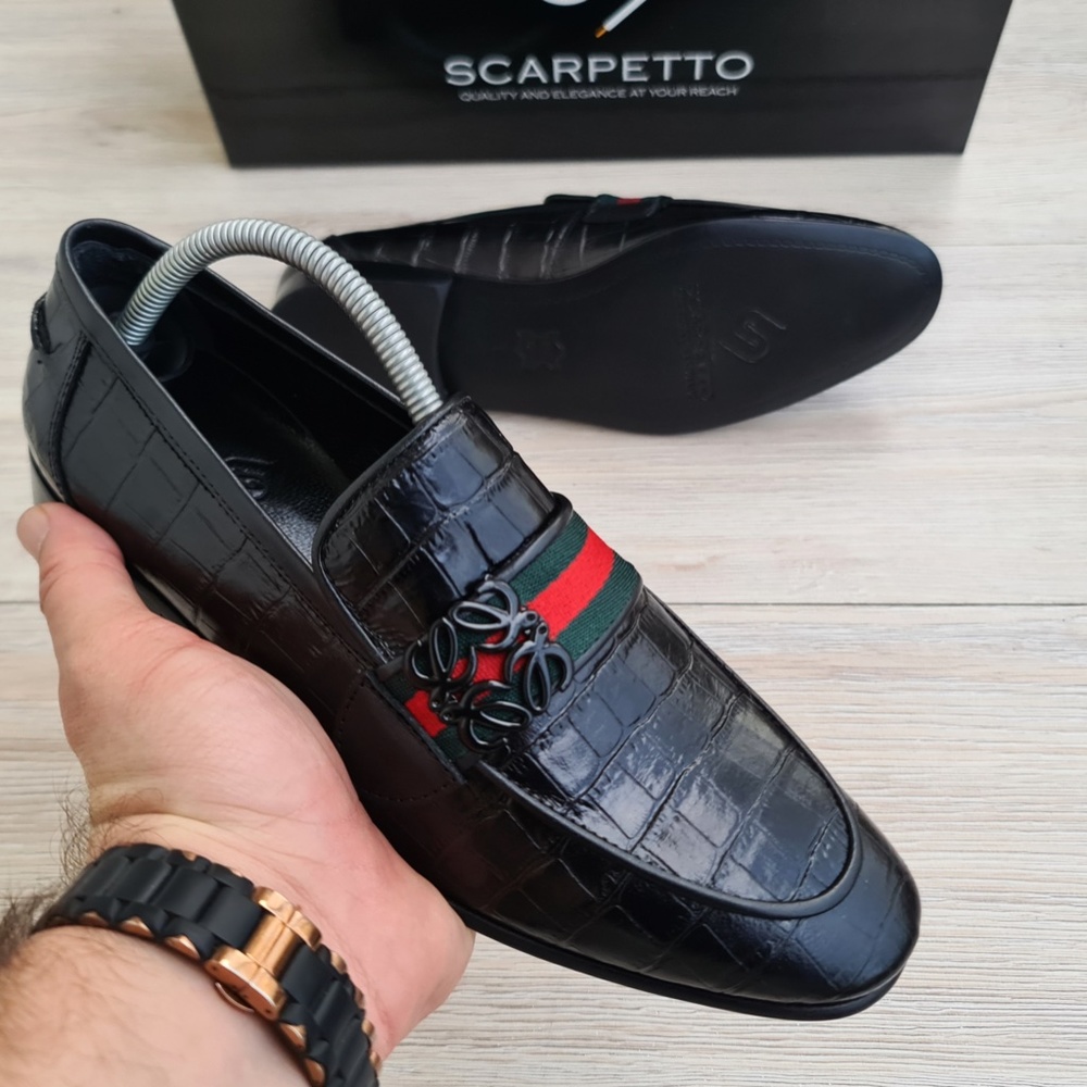 Black Men's Genuine Leather Loafer - Leather Sole - Picture 4 of 5